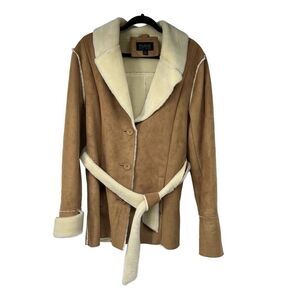 Wilsons Leather Faux Suede Belted Penny Lane Coat Women’s Sz XL‎ Vintage Retro